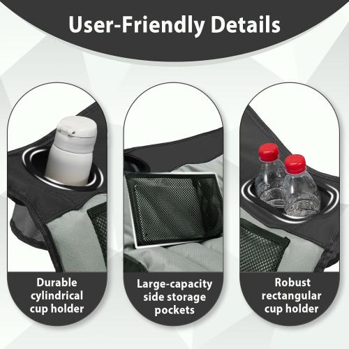 Oversized Camping Chair, Portable Folding Camping Chairs with Side Pocket, Cup Holder and Carry Bag, Heavy Duty Outdoor Camping Chairs for Adults, Fishing, Sports, Trip, up to 400lbs, Style 4