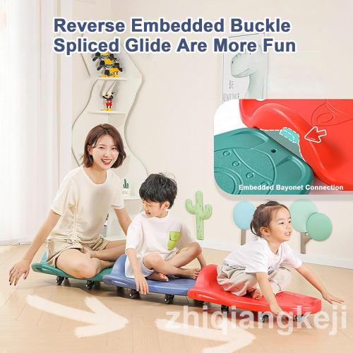 Scooter Board for Kids, Sitting Scooter with Silent Casters, Rocket-Shaped Gym Scooters, Kids Roller Board Sensory Toys, Children Indoor PE Scooters, Non-Slip Sitting More Safer,Green