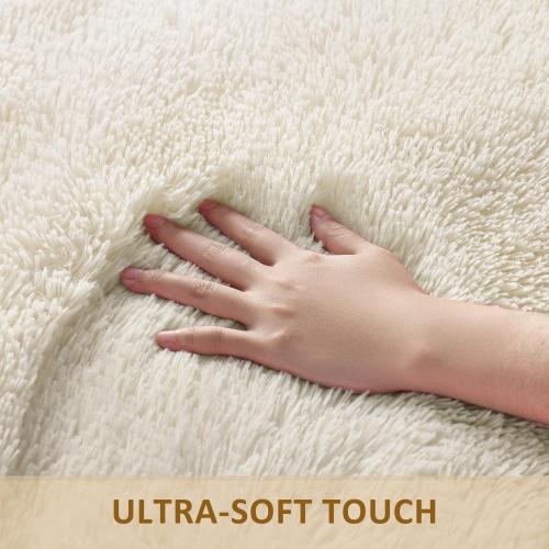 Area Rugs,Upgrade Non-Slip Fluffy Soft Rugs for Living Room,Large Shag Ivory Fuzzy Plush Rug,Shaggy Big Carpets for Bedroom,Kids Boys Girls Dorm Nursery Decor with Over 99 pcs Pile fibers