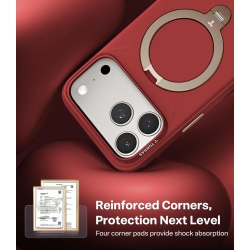 TORRAS Q3 Silicone for iPhone 17 Pro Max Case with Stand, Fit for MagSafe, Liquid Silicone Soft Cozy Grip, 360 Spin Magnetic Stand, Camera Control, Protective Case for iPhone 17 Pro Max Silicone, Red