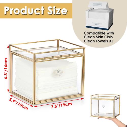 Sumnacon Disposable Face Towel Holder Glass Facial Towel Holder with Drawer