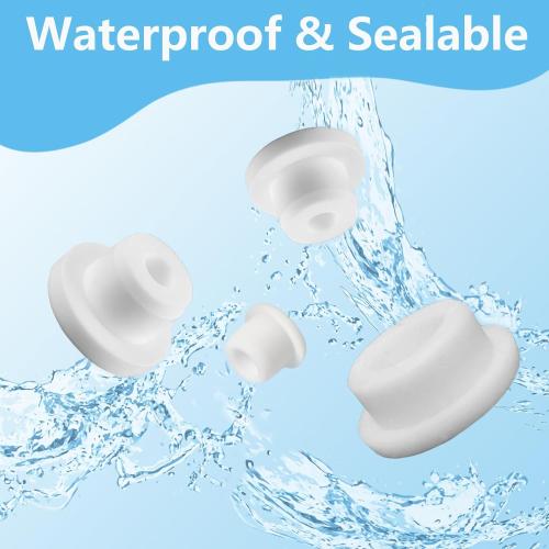 Bathtub Jet Covers Silicone Hole Plug White Tube Plugs 4 Sizes Waterproof Bathtub Plug Fit for 12mm 14mm 16mm 22-23mm Bathtub Hole