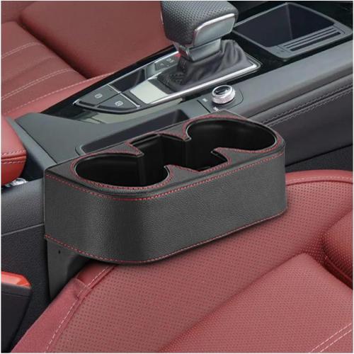 ZIMISI Car Cup Holder, Leather Front Console Gap Filler Organizer (Black)