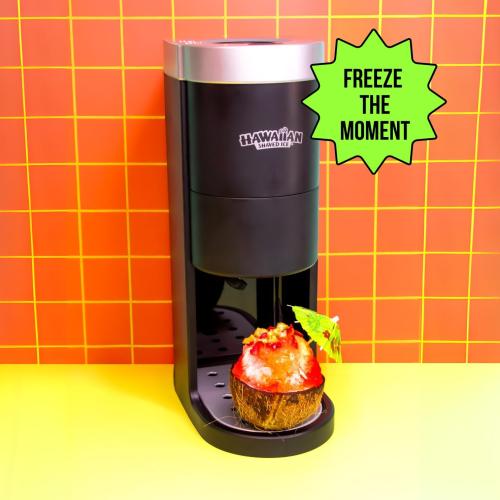 Hawaiian Shaved Ice HomePro Shaved Ice and Snow Cone Machine Kit, 6-16oz. Syrup Flavors Cherry, Grape, Blue Raspberry, Tiger’s Blood, Lemon-Lime, Pina Colada, 50 spoon straws, 6 black pour spouts