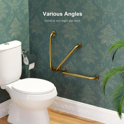 Size 20 Inch Anti Slip Bronze Shower Grab Bar Polished Gold,ZUEXT Antique Brass Bathroom Grab Bar, Knurled Bathroom Balance Bar, Safety Hand Rail Support Handicap Elderly Injury Senior Assist Bath Handle