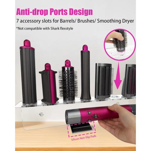 Wall Mount Holder Compatible with Airwrap – Clear Acrylic Organizer Rack for Hair Styler & Attachments, Space Saving Wall Storage for Bathroom or Vanity