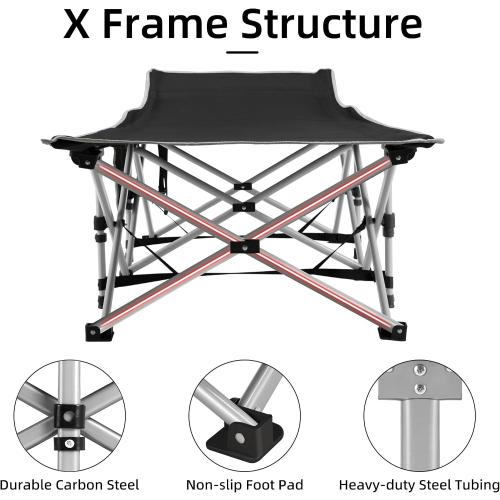 Fragess Portable Camping Cot, Sleeping Cot for Adult, 28 Extra Wide Heavy Duty Folding Cot Max Load 600LBS with Thick Mattress, Portable Camping Bed for Camp Outdoor/Office, Home Nap (Blue)