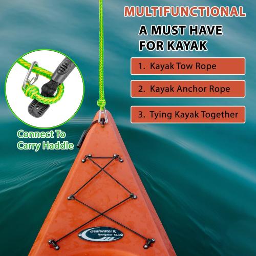 Floating Kayak Tow Rope with Clips – Quick Connect Rescue Line for Kayaks, Jet Ski Anchor Rope – Towing Rope for Tying Kayaks Together, Kayak Accessories, 12FT