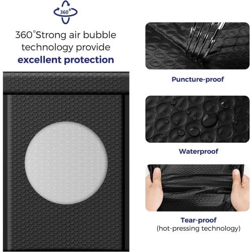Fuxury Bubble Mailers 10.5x16 Inch 50 Pack Self Seal Padded Envelopes Waterproof Mailing Envelopes Bubble Padded Cushioning Padded Mailers Bubble Bags for Packaging Small Business Large #5 Black