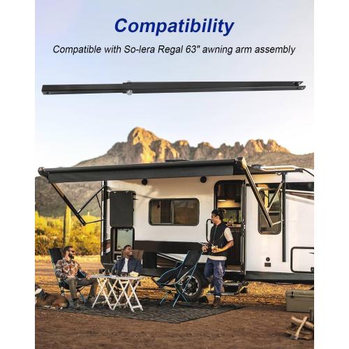 RV Awning Pitch Arm Compatible with So-lera Regal 63In Assembly, 33Inch Overall Length RV Awning Inner Drive Arm Replace 675364, Aluminum Anti-Rust Powder-Coated