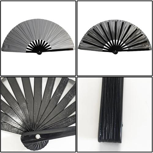 dmjuncong 1Pcs Large Folding Hand Rave Fan,Clack Handheld Fan,Silvery Hand Fan,for Festivals, Rainbow Outfits,Disco Party,Home Decoration and many occasions.