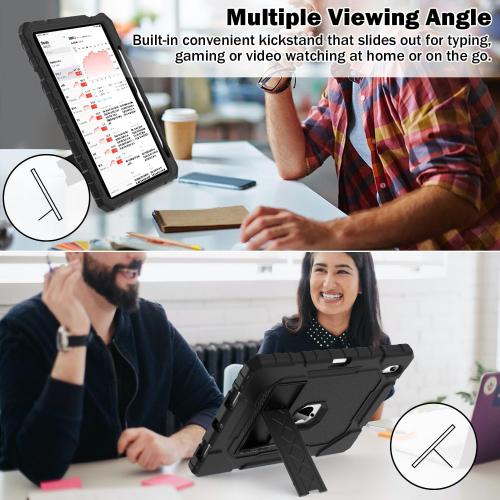 Case for iPad (A16) 11th/10th Generation 11/10.9 inch 2025/2022, Heavy Duty Military Grade Shockproof Rugged Cover with Pencil Holder/Stand for i Pad 11th / 10 th Gen (Black)