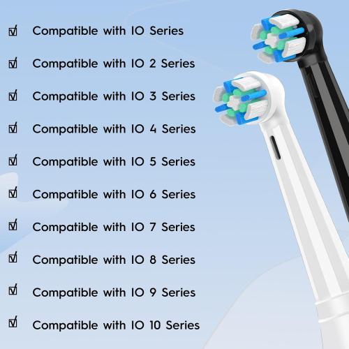 8 Pcs Replacement Toothbrush Heads Compatible with Oral B IO 2/3/4/5/6/7/8/9/10 Electric Toothbrushes, Brush Heads Refill Compatible with Oral B IO (Black)