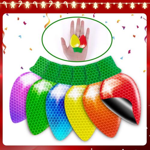 50PCS Christmas Car Refrigerator Decorations - 30 Reflective Bulb Light Shaped Magnets 20 Magnetic Wires Ornaments Set Xmas Holiday Cute Decor
