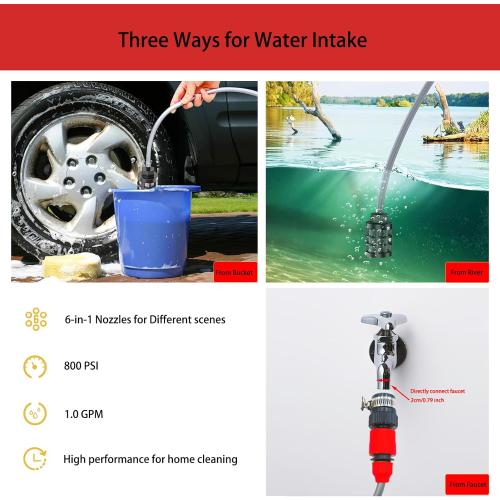 Cordless Pressure Washer for Milwaukee M18 Battery, 800 PSI Portable Power Washer with 6-in-1 Nozzle, 1.0 GPM Foam Cannon Power Pressure Washer for Car Floor Fence Wall Cleaning (Battery Not Included)