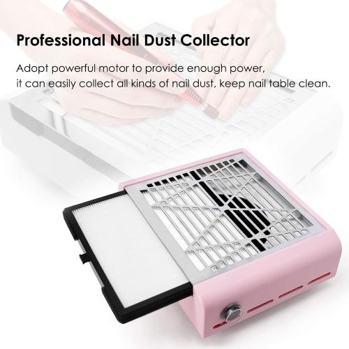 AONOLOVO Nail Dust Collector Machine, Upgraded Powerful Nail Vacuum Suction Fan Dust Extractor Manicure Tool for Acrylic Nail Poly Nail Extension Gel Removal, Pink