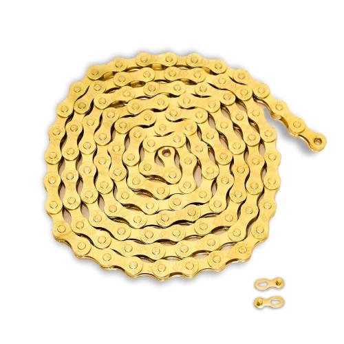 6/7/8 Speed Bike Chain, Bicycle Mountain Bike Chain High-Strength, Durable & Smooth-Shifting for Road Mountain Racing Cycling E-Bike MTB BMX (Gold 6/7/8 Speed)