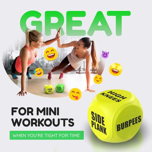 TidyFriend Exercise Dice – 6 Sided Foam Workout Dice for Teens & Adults, Fun Fitness Equipment for Solo or Group Classes, Home Gym Use – Great Workout Equipment & Gifts for Gym Lovers (Yellow)
