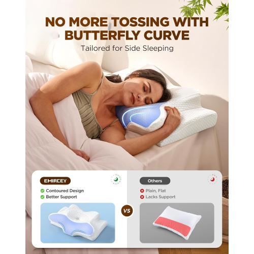 Sleep Doctor Approved Cervical Neck Pillow Sleeping, Ergonomic Contour Side Sleeper Pillows Adults, Cooling Orthopedic Pillow Pain Relief Support, Memory Foam Back Stomach Sleepers Navy Blue