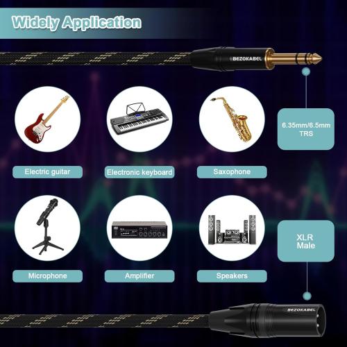 XLR to 1/4 inch(6.35mm) 25ft 2packs, XLR Male to 1/4 Male, TRS to XLR Cable, Quarter Inch Microphone Cable Nylon Braided