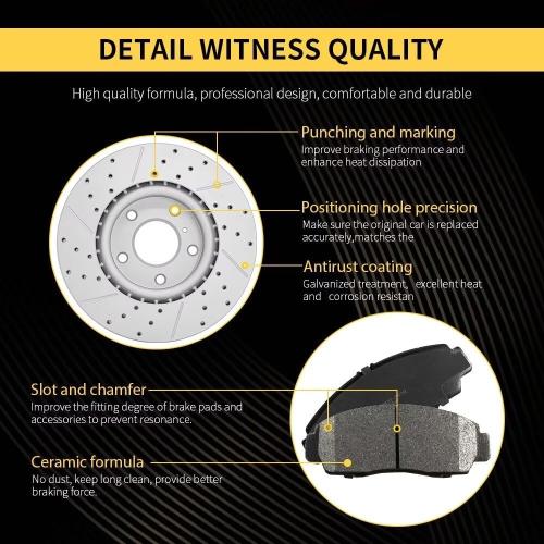 Front Brake kit, Drilled & Slotted Brake Rotors and Disc Brake Pads, for 2011-2014 Subaru Impreza/Forester, for 2013-2014 Subaru Legacy/Outback/XV Crosstrek