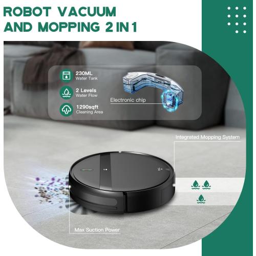 Robot Vacuum and Mop Combo, App/Alexa Control, Smart Robot Vacuum Cleaner, Ultra-Thin, Automatic Recharge Robotic Vacuum Cleaner for Pet Hair/Carpet/Hard Floor