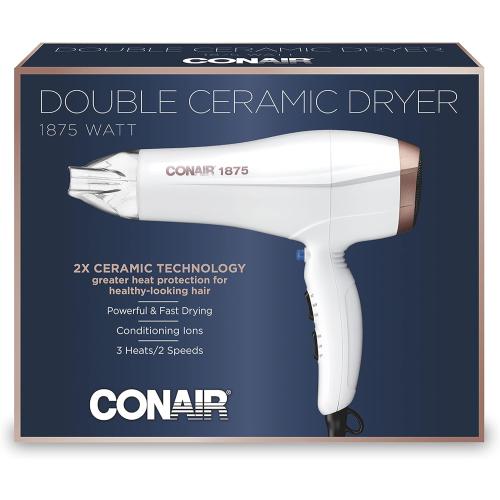 Conair Double Ceramic Hair Dryer | Blow Dryer with Ionic Conditioning | Includes Concentrator
