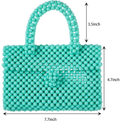 YUSHINY Women Acrylic Beaded Clutch Macaron Color Message Bag with Strap for Wedding Evening Party