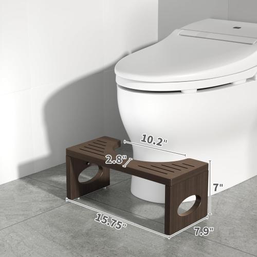 7 Inch Bamboo Toilet Stool, Foldable Poop Stool, Bathroom Step Stool Squat (Brown)