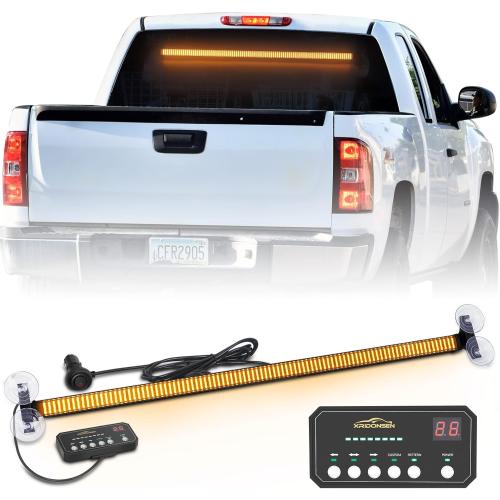 XRIDONSEN 35 inch Traffic Advisor Amber Light Bar 144 LED Rear Window Strobe Lights Emergency Warning Flashing Safety Interior Windshield Lights w/Directional for Plow Trucks Construction Vehicles