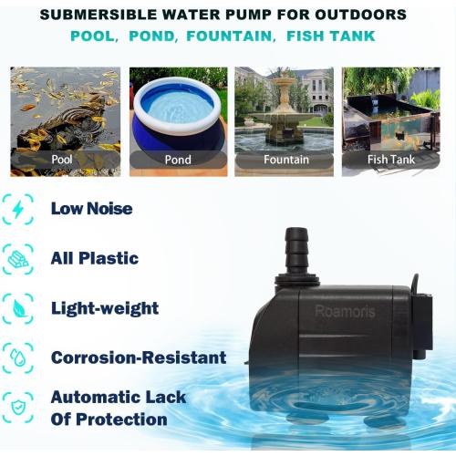 Black Automatic Fountain Pump With Level Sensor,110V Small Submersible Water Pump For Pond,Aquariums,Fish Tank, Hydroponics,PM06