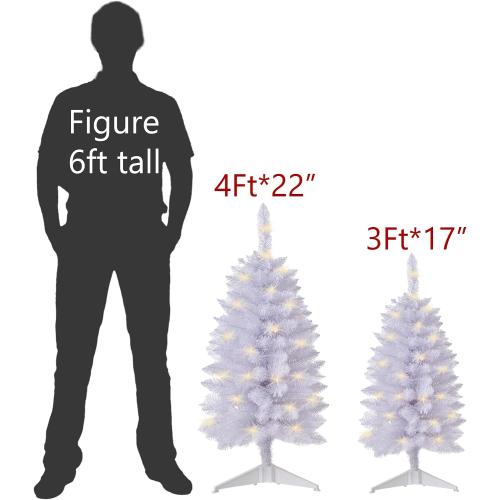 Pre-Lit Artificial Christmas Tree 3Ft, Battery Operated Desktop Xmas Tree with 50 LED 160 Branch Tips Mini Christmas Tree Decoration Indoor Outdoor
