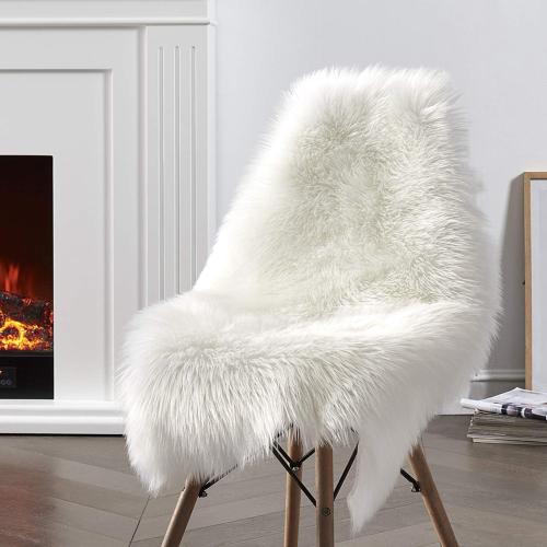 Ciicool Faux Sheepskin Rugs Soft Faux Fur Rug White Fluffy Chair Couch Cover Fuzzy Carpet for Bedroom Floor Sofa Living Room 2x3 Feet