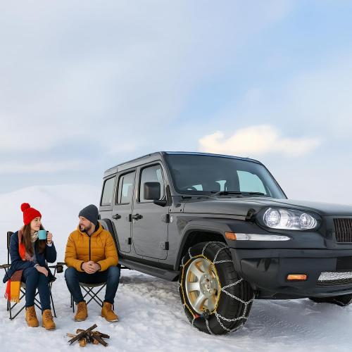 Auto Snow Chains Tire Chains For Cars Suv Pickup Trucks - Tightening 1Min Quick Install Tire-Chains, Reusable Emergency Tire Chains for Snow & Ice Traction (HKN170)