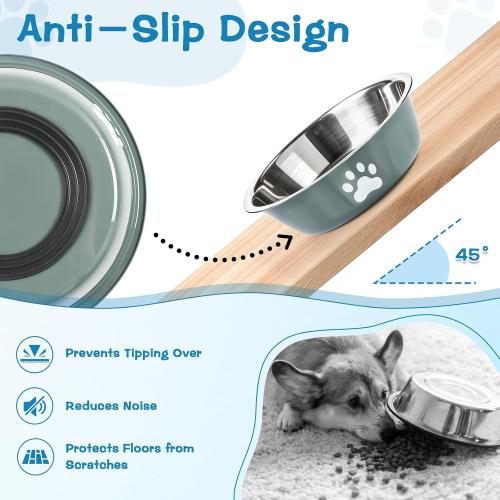 4 Pack Stainless Steel Dog Bowls, 29 OZ Metal Dog Bowls, 3.6 Cups