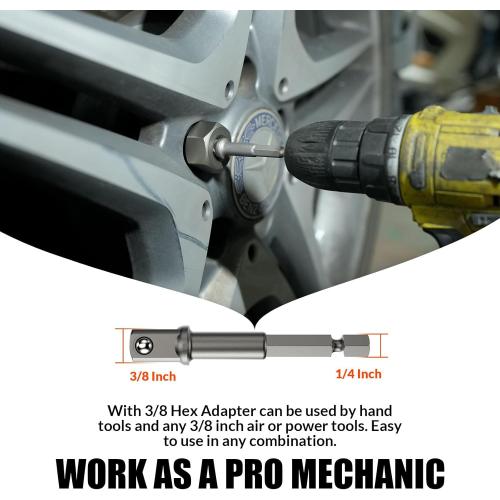 Bolt Extractor Set Heavy Duty, 13Pcs Bolt Extractor Kit with 3/8 Inch Adapter, Stripped Lug Nut Remover, Easy Out Bolt Remover Set for Rusted, Rounded, Damaged Nuts Screws