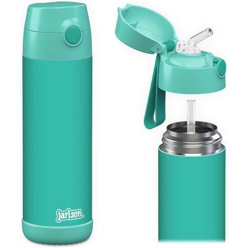 Jarlson® Kids Water Bottle CHARLI [18OZ] - Stainless Steel Thermo Bottle with Straw - Insulated, Spill Proof Waterbottle for School & Sports - Thermo Tumbler for Boys & Girls (Turquoise)