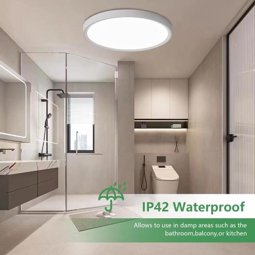 20 Inch Large LED Flush Mount Ceiling Light with Remote, 40W,4350LM, 3000K-6000K Selectable, White Round Flat Panel Low Profile Ceiling Light Fitures for Hallway, Kitchen, Bedroom, Laundry Room