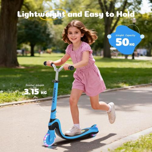 Tonbux Scooter for Kids with Light-Up Wheels & Deck, Adjustable Heights 2 Wheel Kids Scooters for Kids 5-7, Toddler Scooters with 4 Lighting Modes Deck