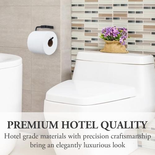MyGift Modern Toilet Paper Holder with Matte Black Finish, Premium Hotel Series Wall Mounted Stainless Steel Bathroom Toilet Roll Dispenser