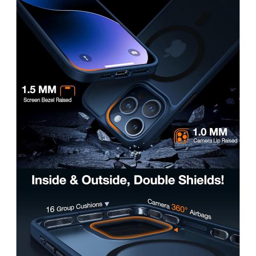 TORRAS Magnetic Guardian Designed for iPhone 15 Pro Max Case, Military Grade Drop Tested, Compatible with MagSafe, Slim Case for iPhone 15 Pro Max Phone Case (6.7) 2023, Blue Titanium