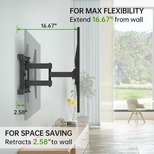 USX MOUNT UL Listed TV Wall Mount for 42-84 TVs up to 110lbs and 8-24 Wood Studs, TV Mount with Tilt, Swivel & Extension, Wall Mounts Bracket with Dual Articulating Arms, Max VESA 600x400mm