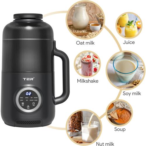 40oz Nut Milk Maker Machine, 10 in 1 Automatic Soy Milk Maker for Homemade Almond, Oat, Soup, Plant-Based Soybean Machine with Delay Start/Keep Warm/Boil Water/Self Cleaning/Quiet Blender, Black