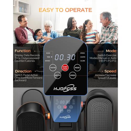 BLACK Under Desk Elliptical Machine, Ellipse Leg Exerciser as Seen on Tv for Seniors Adults with 12 Adjustable Speed, Quiet & Portable Seated Pedal Exerciser with Remote Control & Non-Slip Foot Straps