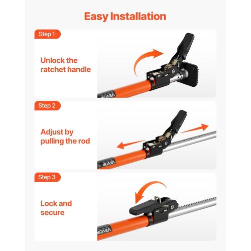 VEVOR Cargo Bar, Ratcheting Cargo Bar Adjustable from 40 to 73, Heavy-Duty Steel Cargos Stabilizer with Storage Net & Non-Slip Foot Pads, Telescoping Load Lock Bars Stop Sliding for SUVs, Sedans