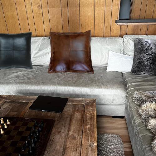 Leather Cushion Case 16 X 16 Inch, Pack of 2 Thick Antique Brown Modern Decorative Square Bedroom, Living Room Pillow Cover for Couch Bed Sofa