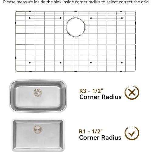 Sink Protector Grid, Sink Grids for Bottom of Kitchen Sink with Corner Radius 3/16,27-9/16 x 14-9/16 Sink Protector, Stainless Steel Material (27.7W x 14.7D x 1H)