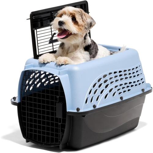 Petmate Dog Crates for Small Dogs & Cat Carriers, Two-Door Plastic Pet Kennel, Top & Front Loading, Made in USA, 24, Blue