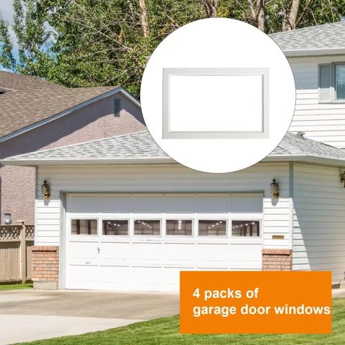 Yuzzy Garage Door Windows Kit, 4 Pack Replacement Vinyl Window Inserts with UV Resistant Resin Glass for Garage Doors (Clear Design)