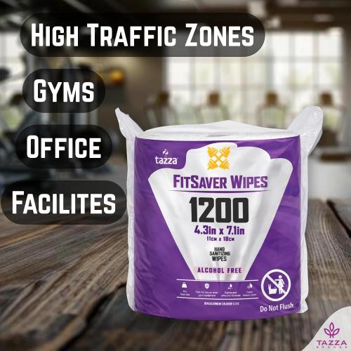 Tazza TAZZAWP1200 Wet Wipes - Bulk 4 x 1200 Ct, Durable Pre-Saturated Cleaning Gym Equip Wipes. 1 penny a wipe! (Pink)